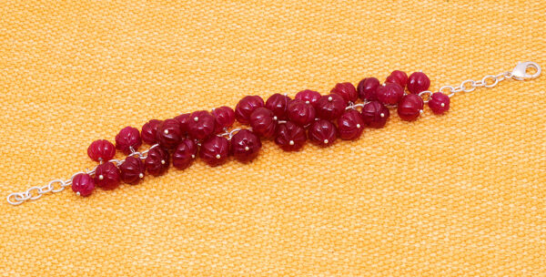 Ruby Gemstone Melon Shape Bead Bracelet BS-1005