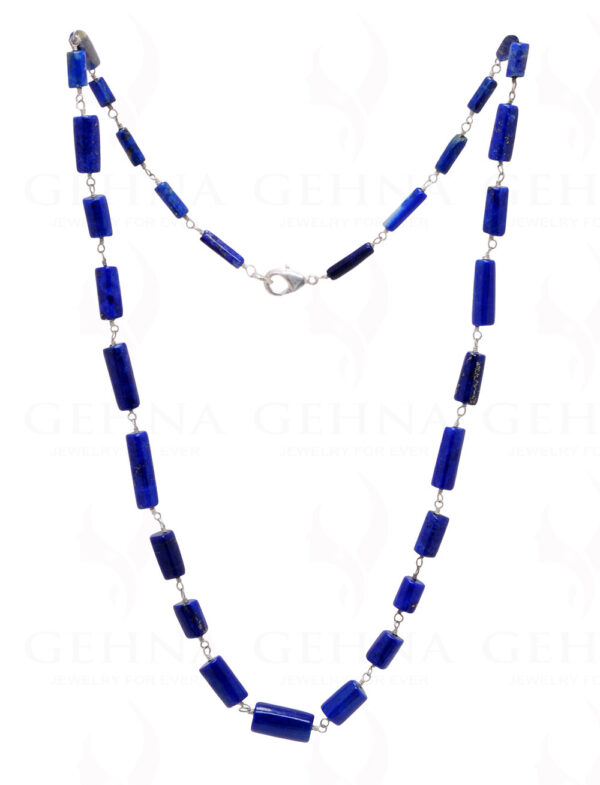 Lapis Lazuli Tube Shape Bead Chain In .925 Sterling Silver CS-1005