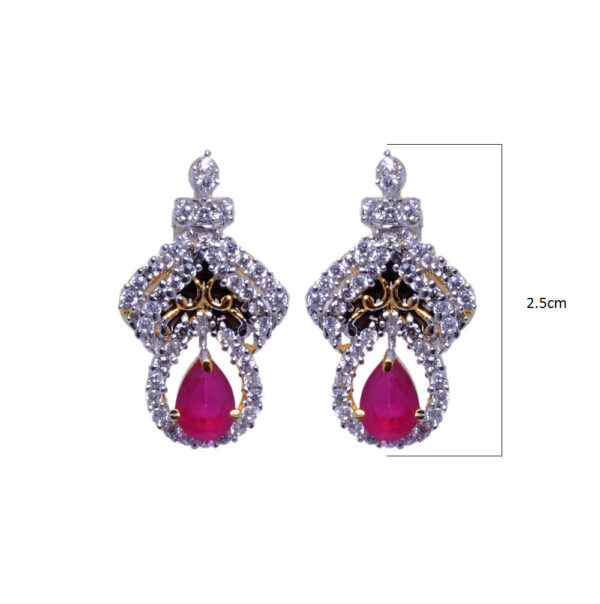 Ruby & Cubic Zirconia Studded Pendant & Earring Set FP-1005