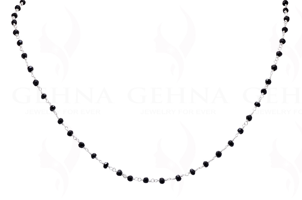 Natural Black Spinel Gemstone Chain In .925 Sterling Silver CS-1006