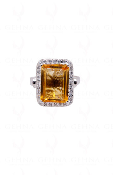 “Aaa” Quality Citrine Gemstone Studded 925 Sterling Silver Cocktail Ring SR-1006