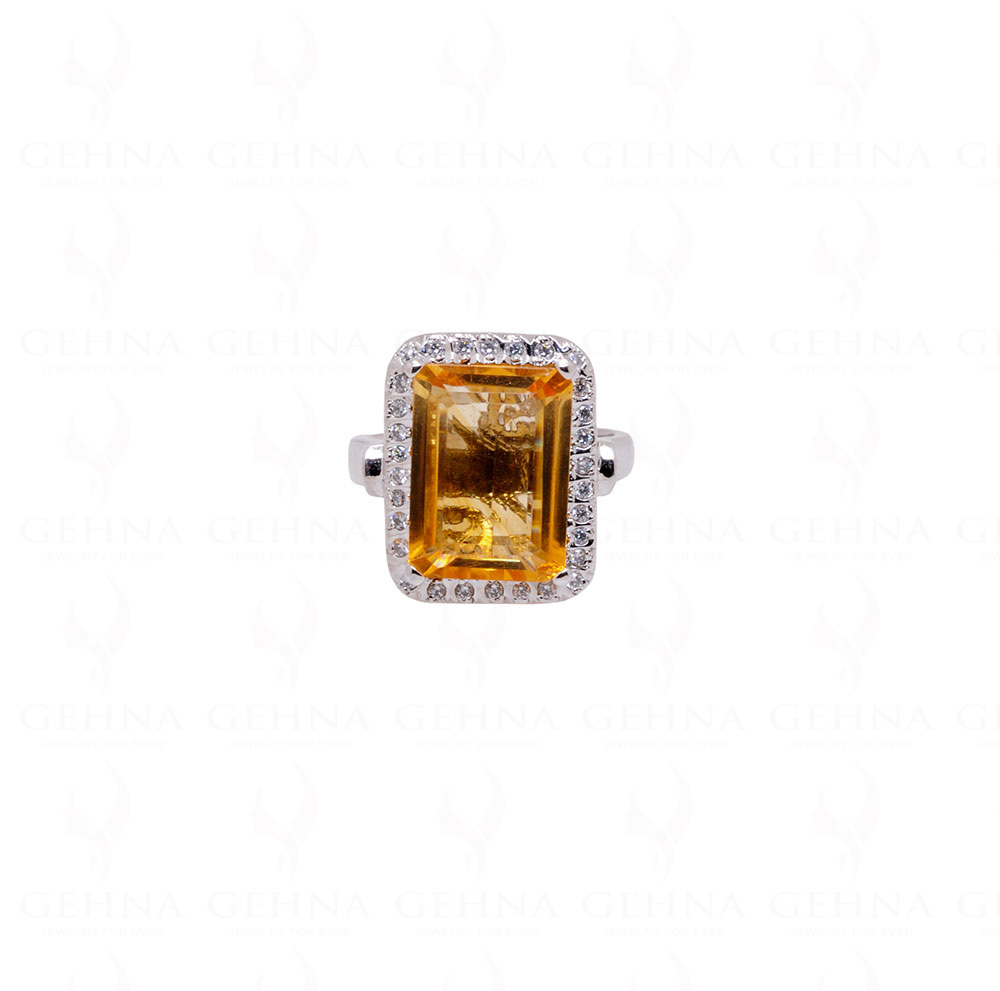"Aaa" Quality Citrine Gemstone Studded 925 Sterling Silver Cocktail Ring SR-1006