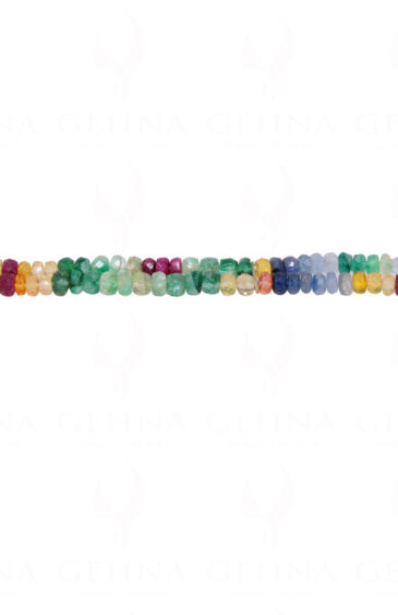 2 Rows Of Emerald, Ruby & Sapphire Gemstone Faceted Bead Bracelet BS-1006