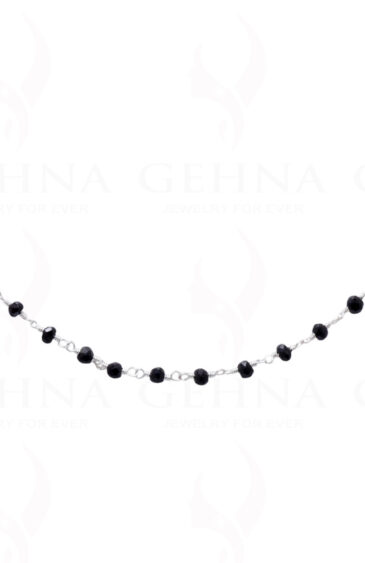 Natural Black Spinel Gemstone Chain In .925 Sterling Silver CS-1006