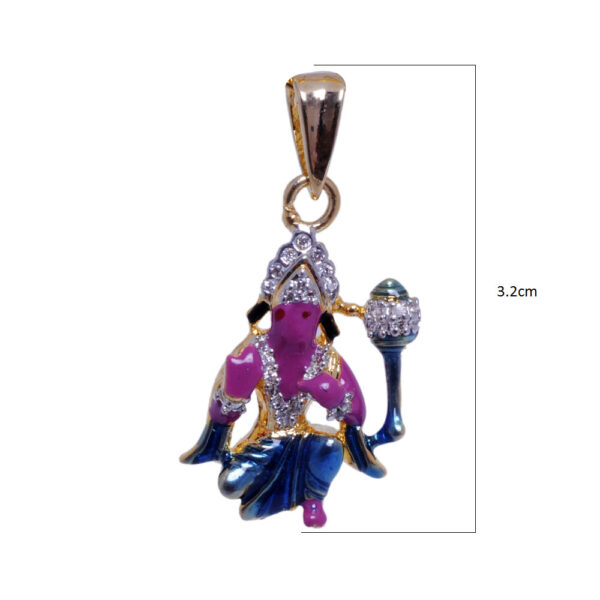 Cubic Zirconia Studded Lord Hanuman Pendant With Multi Color Enamel FP-1006