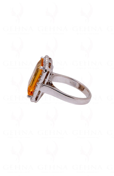 “Aaa” Quality Citrine Gemstone Studded 925 Sterling Silver Cocktail Ring SR-1006