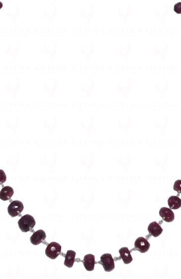 Ruby Gemstone Faceted Bead Chain In .925 Sterling Silver CP-1007