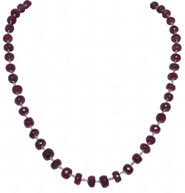 Ruby Gemstone Faceted Bead Chain In .925 Sterling Silver CP-1007