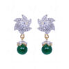 Simulated Diamond & Green Onyx Studded Earrings FE-1007