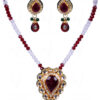 Tradition Jewelry - Ruby Color Stone & White Topaz Studded Pendant Set FN-1007
