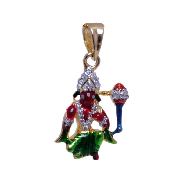 Cubic Zirconia Studded Hanuman Pendant With Enamel Work FP-1007