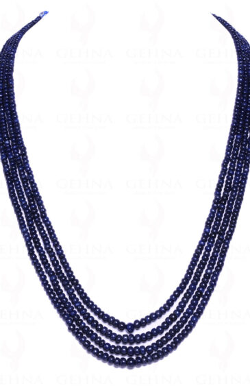 4 String Necklace Of African Blue Sapphire Gemstone Round Cabochon Bead NP-1007