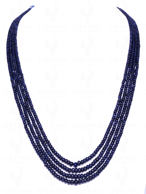 4 String Necklace Of African Blue Sapphire Gemstone Round Cabochon Bead NP-1007