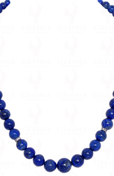 Lapis Lazuli Gemstone Round Ball Shaped Bead Strand Necklace NS-1007