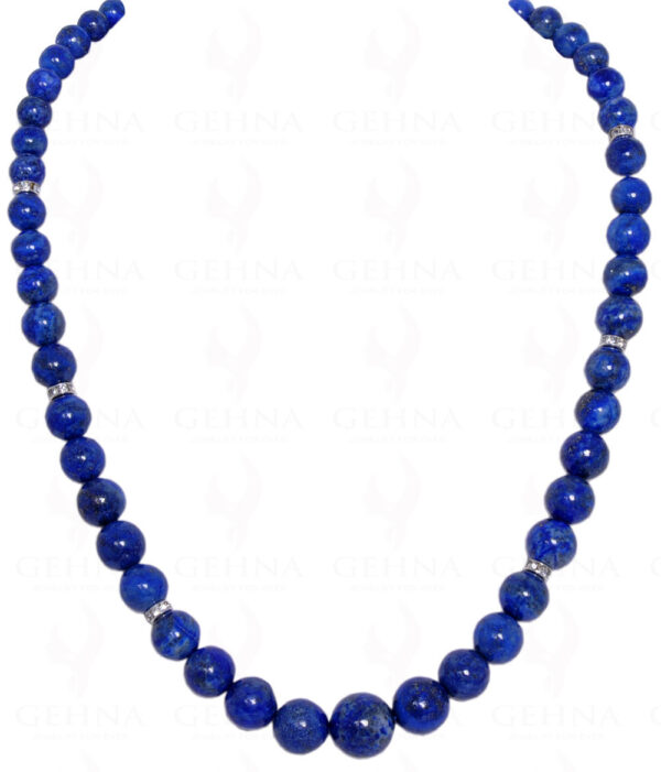 Lapis Lazuli Gemstone Round Ball Shaped Bead Strand Necklace NS-1007