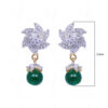 Simulated Diamond & Green Onyx Studded Earrings FE-1007