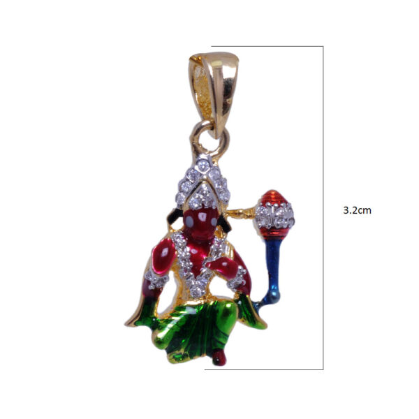 Cubic Zirconia Studded Hanuman Pendant With Enamel Work FP-1007