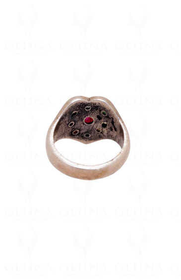 9 Precious Gemstone Studded 925 Sterling Silver Heart Shaped Ring SR-1007