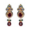 Tradition Jewelry - Ruby Color Stone & White Topaz Studded Pendant Set FN-1007