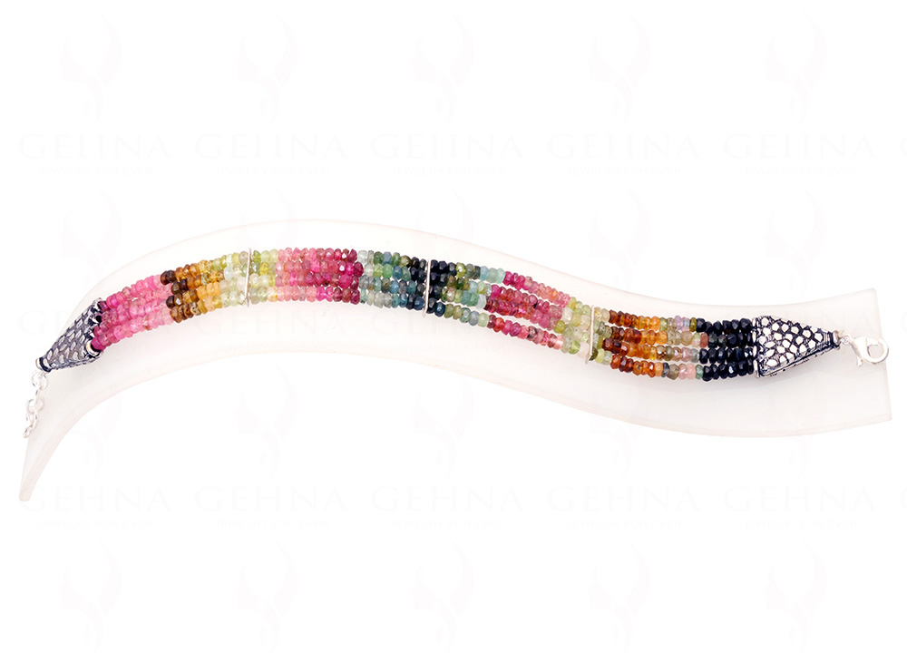 4 Rows Of Multi Tourmaline Gemstone Faceted Bead Bracelet BS-1008