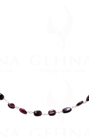Garnet Oval Shape Gemstone  Chain In .925 Sterling Silver CS-1008