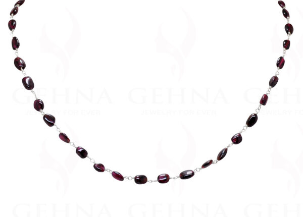 Garnet Oval Shape Gemstone  Chain In .925 Sterling Silver CS-1008