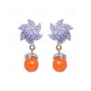 Simulated Diamond & Carnelian Studded Earrings FE-1008