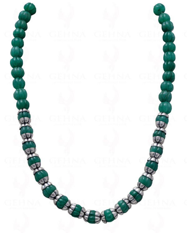 Emerald Gemstone Round Melon Shaped Bead Strand NP-1008