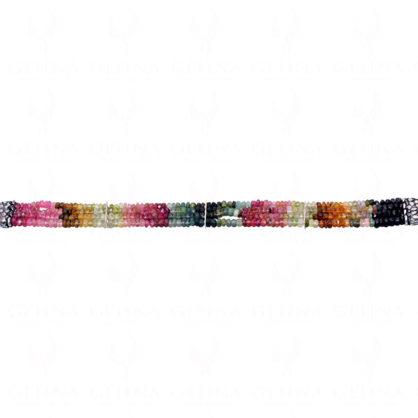 4 Rows Of Multi Tourmaline Gemstone Faceted Bead Bracelet BS-1008