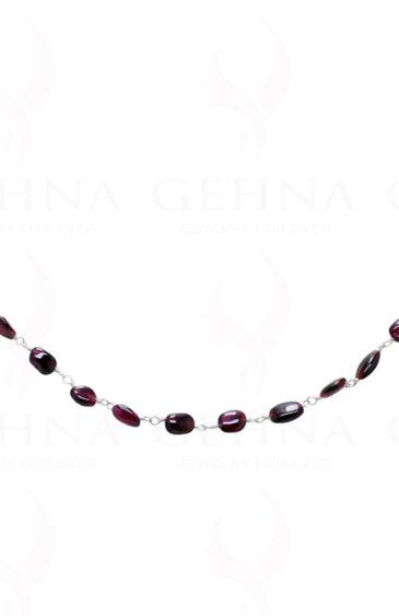 Garnet Oval Shape Gemstone  Chain In .925 Sterling Silver CS-1008
