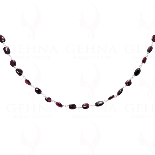 Garnet Oval Shape Gemstone  Chain In .925 Sterling Silver CS-1008