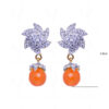 Simulated Diamond & Carnelian Studded Earrings FE-1008