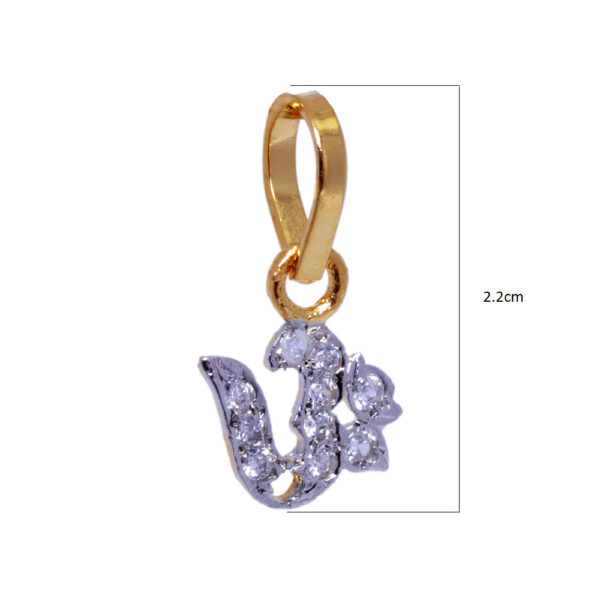 Trendy Cubic Zirconia Studded Spritiual Om Shaped Pendant Unisex FP-1008