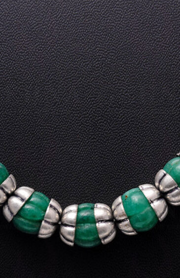 Emerald Gemstone Round Melon Shaped Bead Strand NP-1008