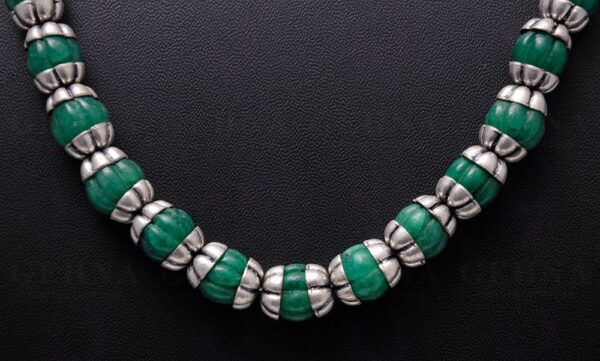 Emerald Gemstone Round Melon Shaped Bead Strand NP-1008