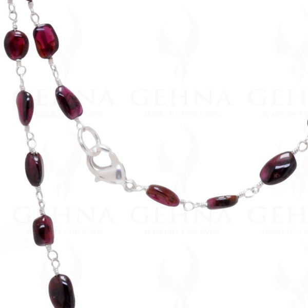 Garnet Oval Shape Gemstone  Chain In .925 Sterling Silver CS-1008