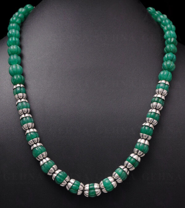 Emerald Gemstone Round Melon Shaped Bead Strand NP-1008