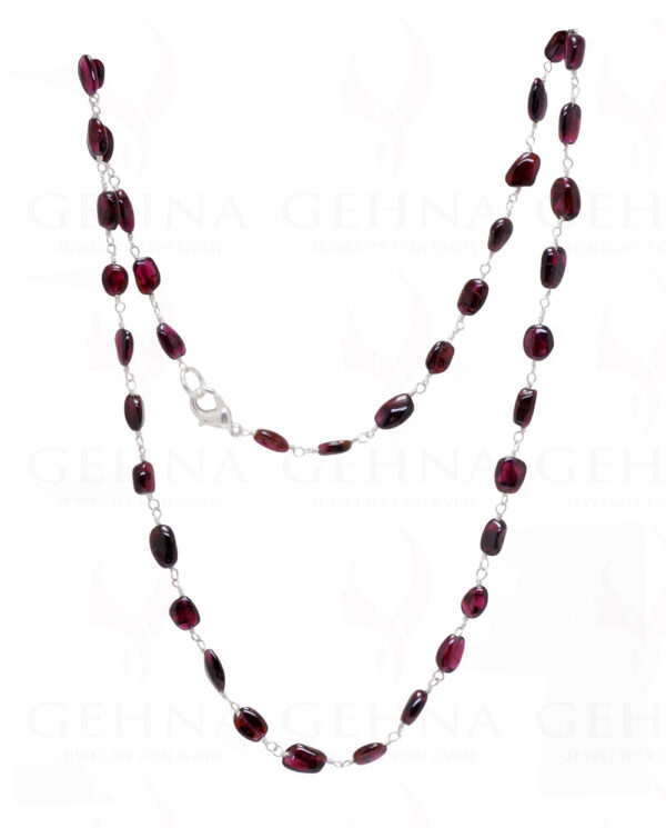 Garnet Oval Shape Gemstone  Chain In .925 Sterling Silver CS-1008