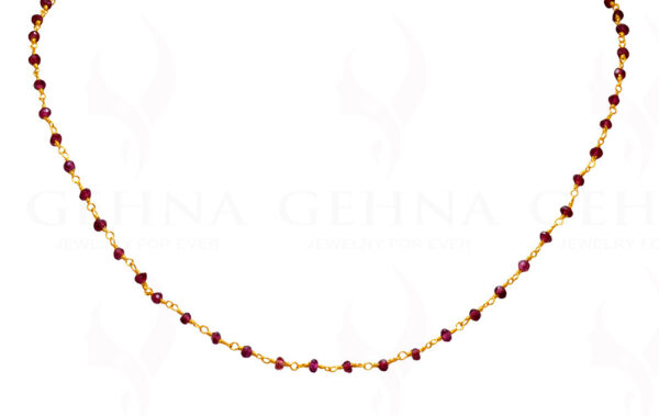 18" Garnet Faceted Bead Chain In .925 Sterling Silver CS-1009