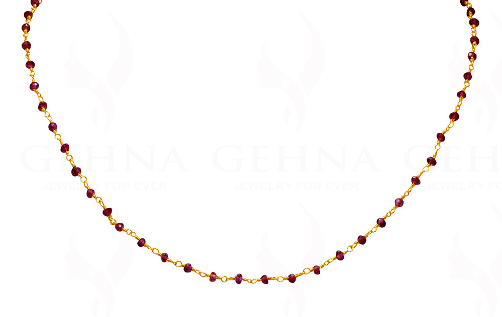 18" Garnet Faceted Bead Chain In .925 Sterling Silver CS-1009