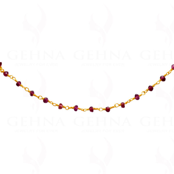 18" Garnet Faceted Bead Chain In .925 Sterling Silver CS-1009
