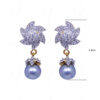 Pearl & Simulated Diamond Studded Flower Shape Earrings FE-1009