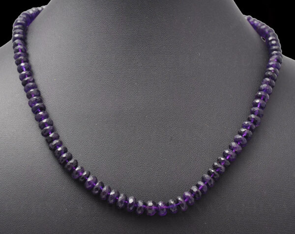 Amethyst Gemstone Round Faceted Bead Necklace NS-1009