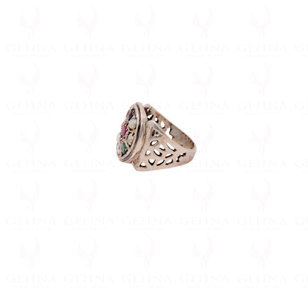 "Navratan" 9 Precious Gemstone Studded 925 Sterling Silver Ring SR-1009
