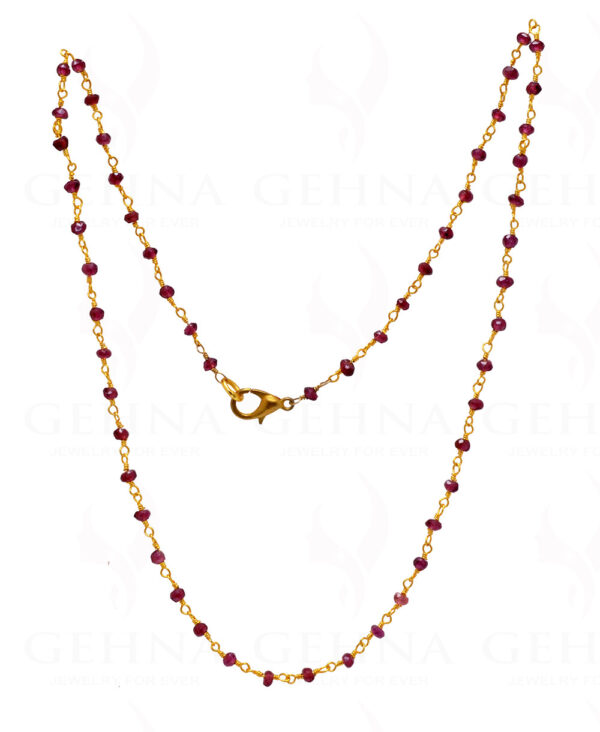 18" Garnet Faceted Bead Chain In .925 Sterling Silver CS-1009