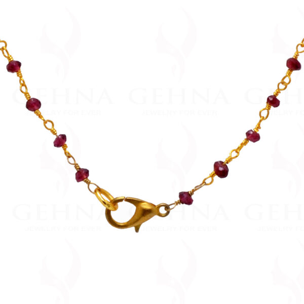18" Garnet Faceted Bead Chain In .925 Sterling Silver CS-1009