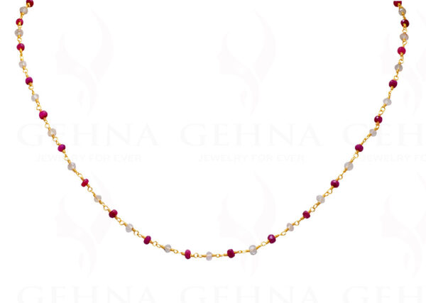 Garnet Aquamarine Bead Chain In .925 Sterling Silver CS-1010