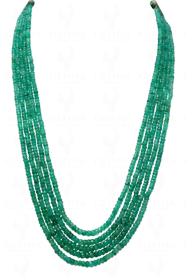 5 Row Necklace Of Emerald Gemstone Faceted Bead Necklace NP-1010