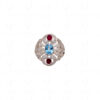 Tourmaline & Blue Topaz Gemstone Studded 925 Sterling Silver Ring SR-1010
