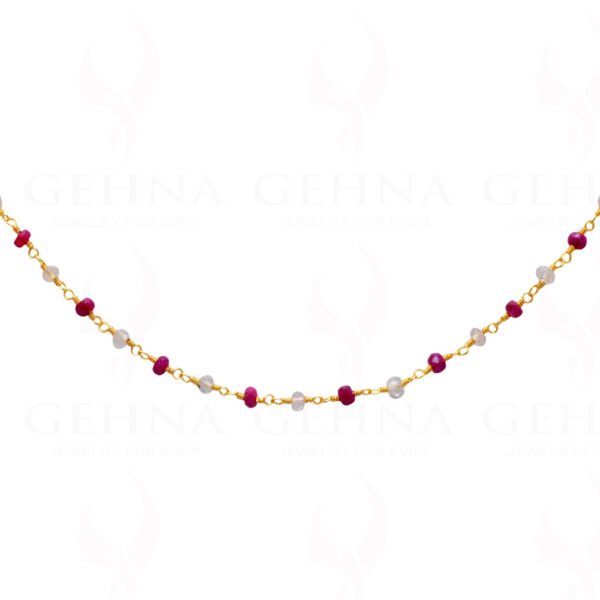Garnet Aquamarine Bead Chain In .925 Sterling Silver CS-1010